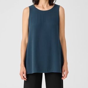 NWT Eileen Fisher System Silk Georgette Crepe Bateau Neck Shell Size M